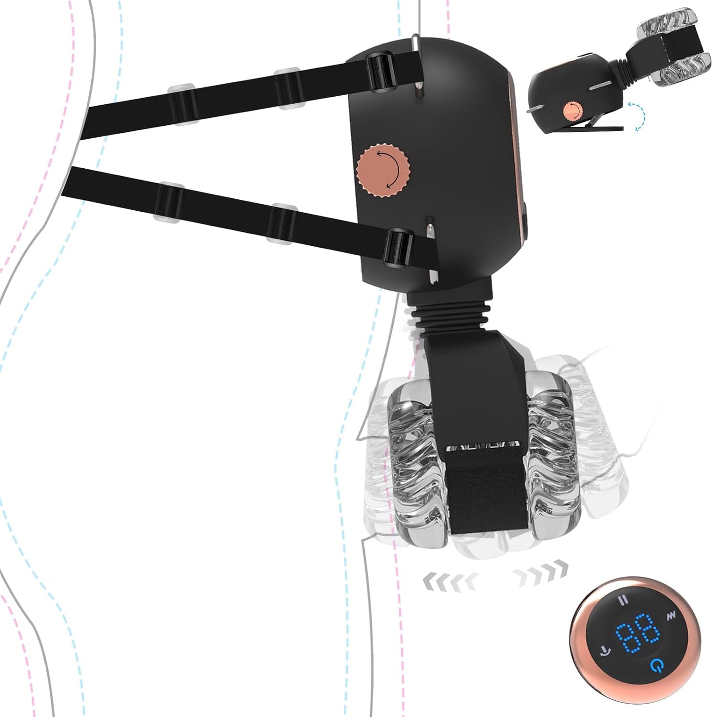 Strap-On Masturbator Sex Machine Stroker with 9 Vibrating & Swinging & Thrusting Modes