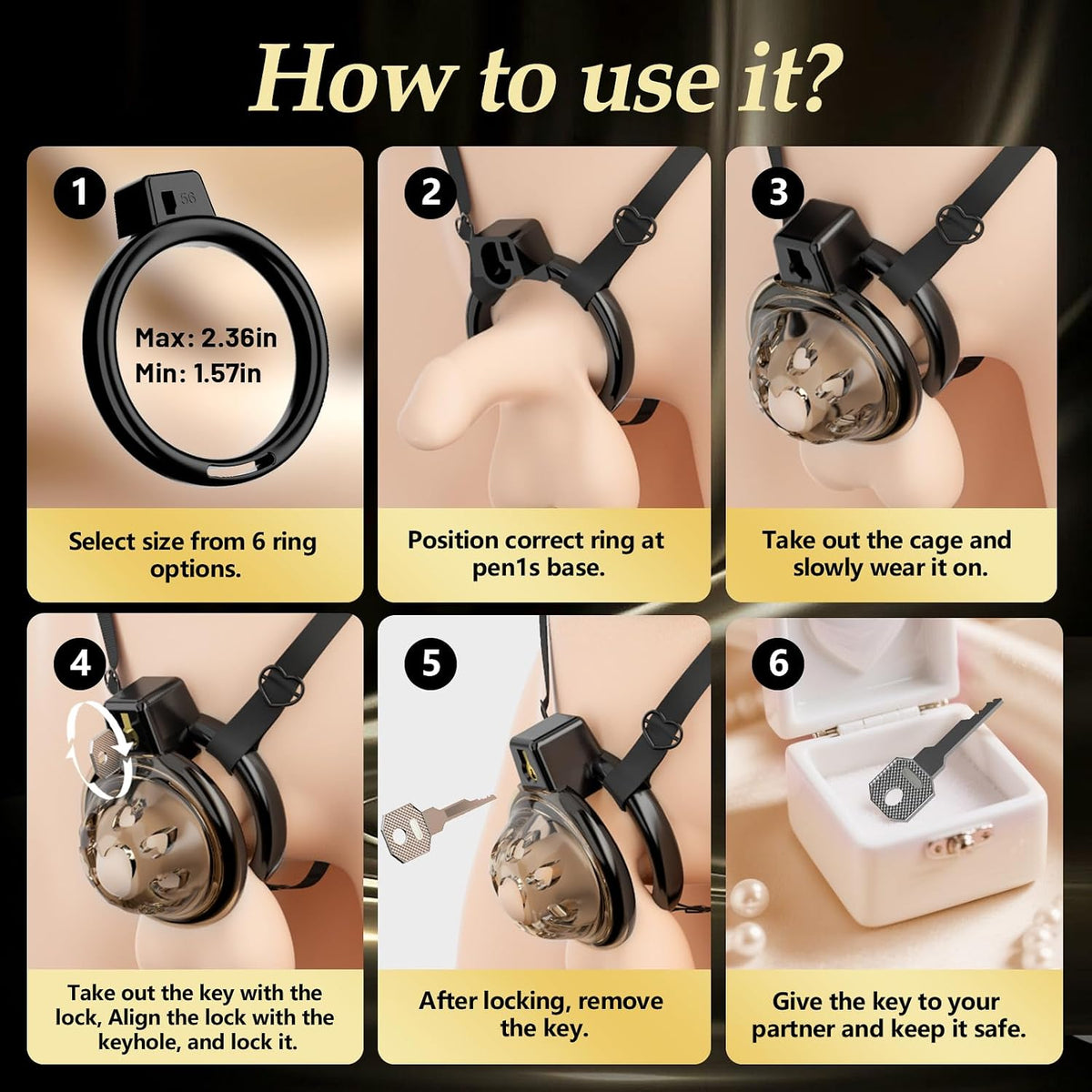 Anti-Slip Belt Flat Chastity Cock Cage Devices Penis Trainer with 6 Sizes Rings