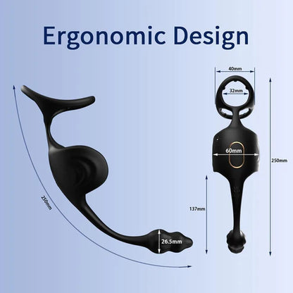3 in 1 Anal Testicle Vibrator Penis Ring Prostate Stimulator Massager with 9 Vibration Modes