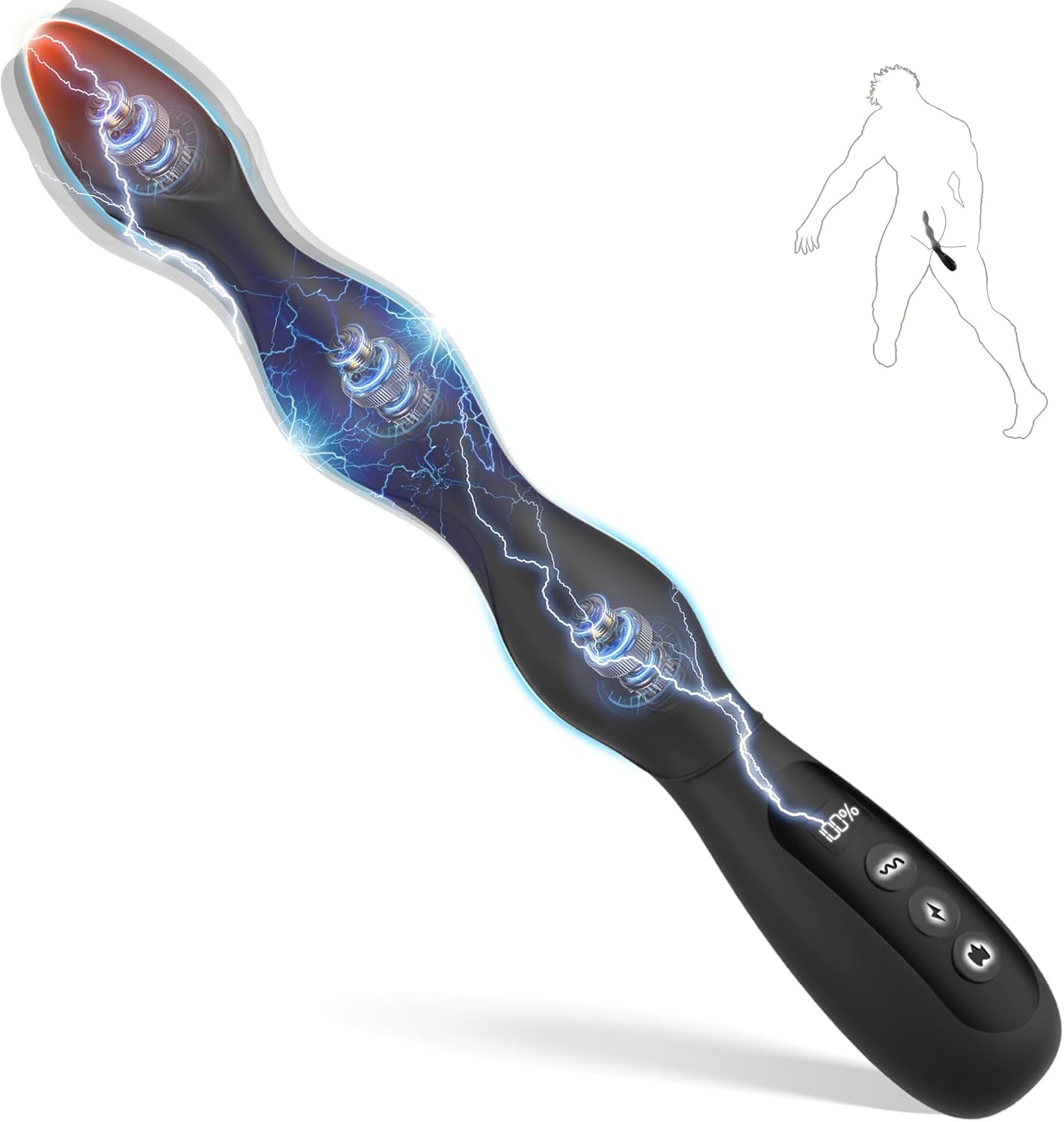 Estim Anal Vibrator Butt Plug Prostate Massager with 5 Electric Shock & 10 Vibrating & 3 Heating