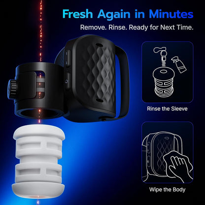 200 Strokes/Min Compact Masturbator Pocket Pussy Stroker Blowjob with 3 Thrusting Modes