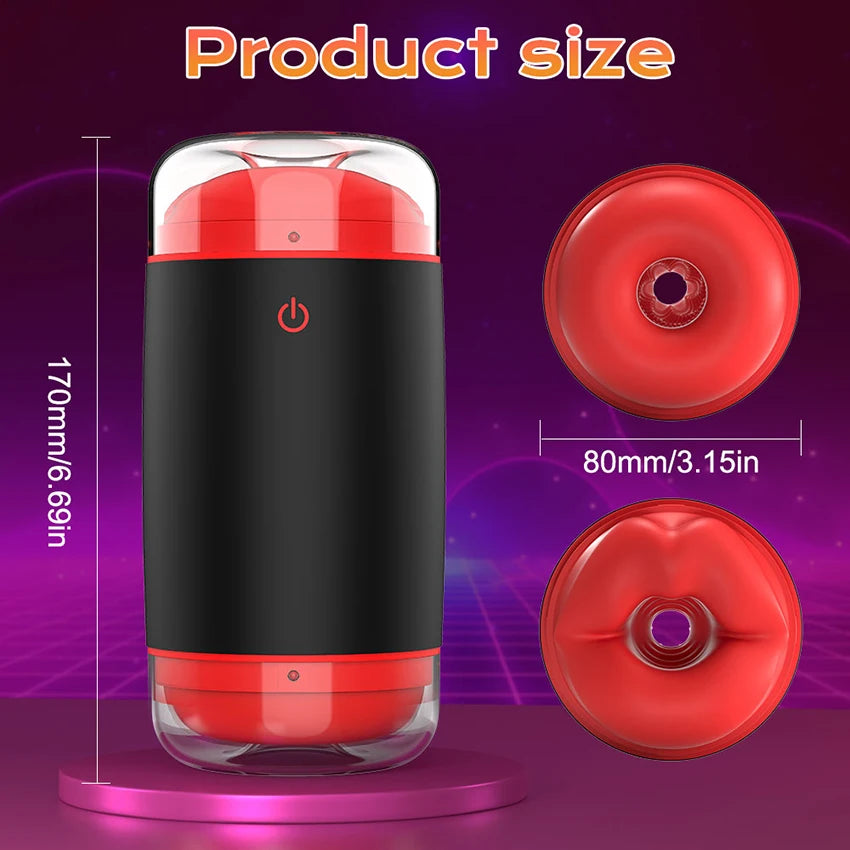Electric Blowjob Pocket Pussy Masturbator with 9 Vibrations & Pressure Modes