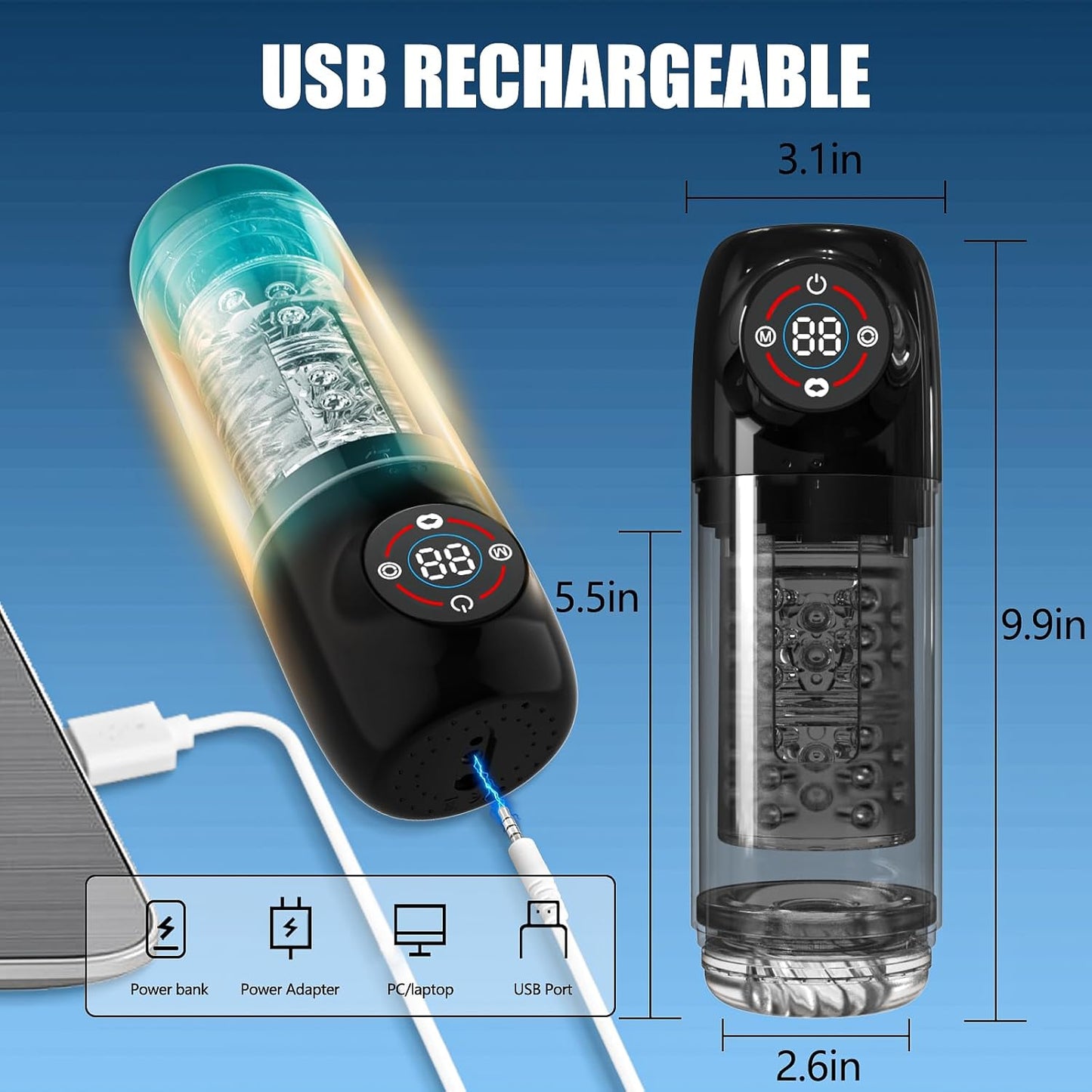Automatic Masturbator Penis Pump Enlargers with 6s Vacuum Pump & 7 Rotating Sucking Licking
