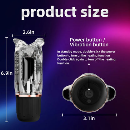 3 IN 1 Penis Trainer Vibrator Masturbator with 10 Vibrating & Licking & Heating Modes