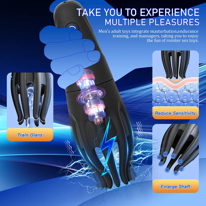 Intelligent Electric Shock Penis Vibrator Glans Trainer with 10 Vibration & 6 Shock Modes