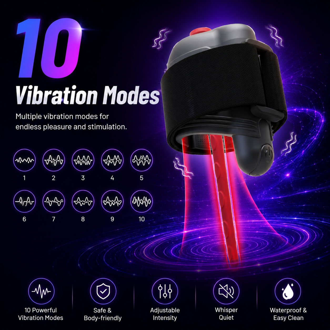 AI Control Penis Vibrator Glans Trainer  Urethral Sounds Dilators with 10 Vibration Modes